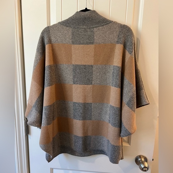 Note di Anita camel and gray wool cashmere blend poncho cape, one size - Picture 2 of 5